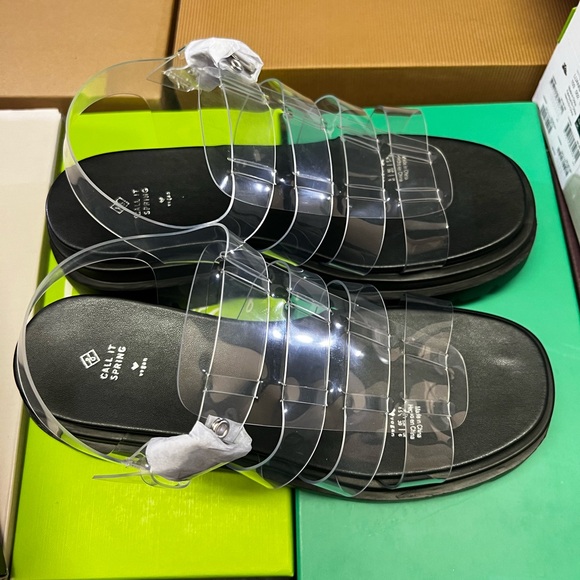Brand New_ Call It Spring black platform sandals with clear plastic straps_8.5 - Picture 1 of 5